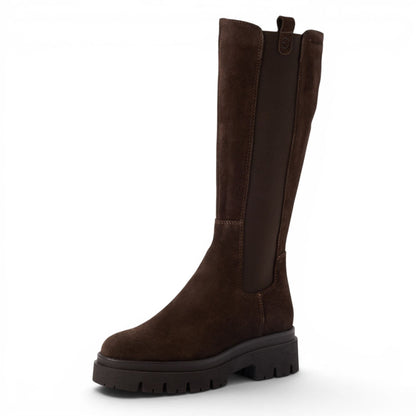 Tamaris Women’s Brown Leather Knee High Platform Heel Long Boots - 25608-41
