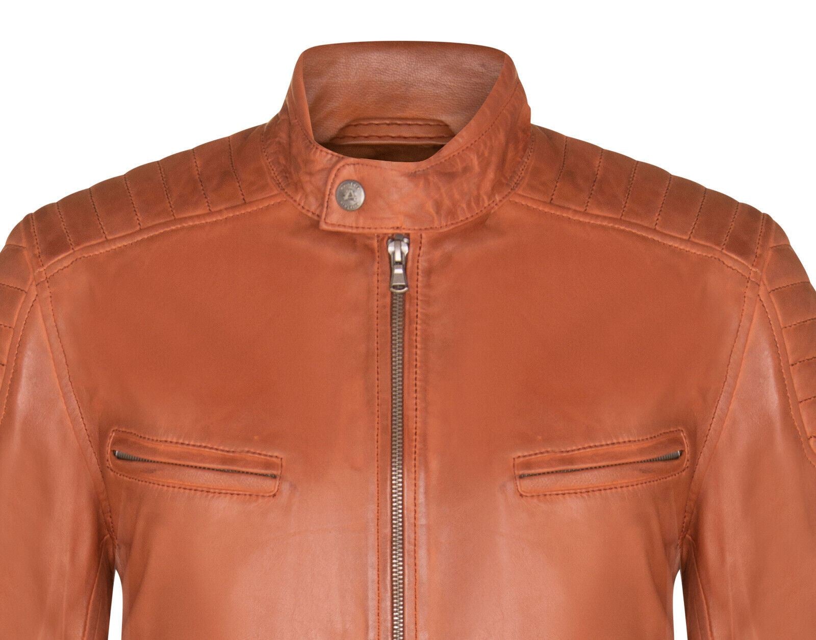 Mens Smart Leather Quilted Biker Jacket - Swanage - Upperclass Fashions 
