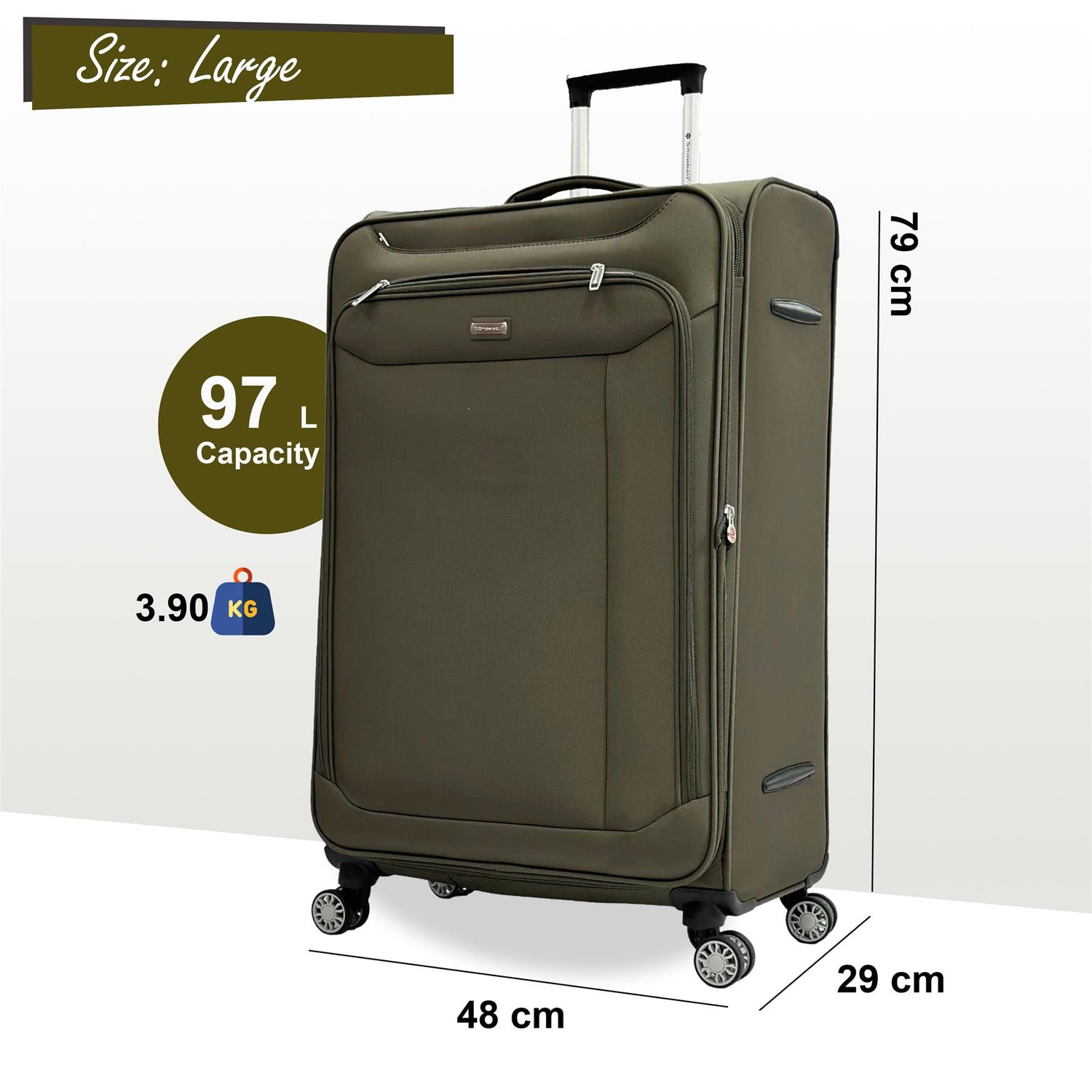 Centreville Large Soft Shell Suitcase in Khaki