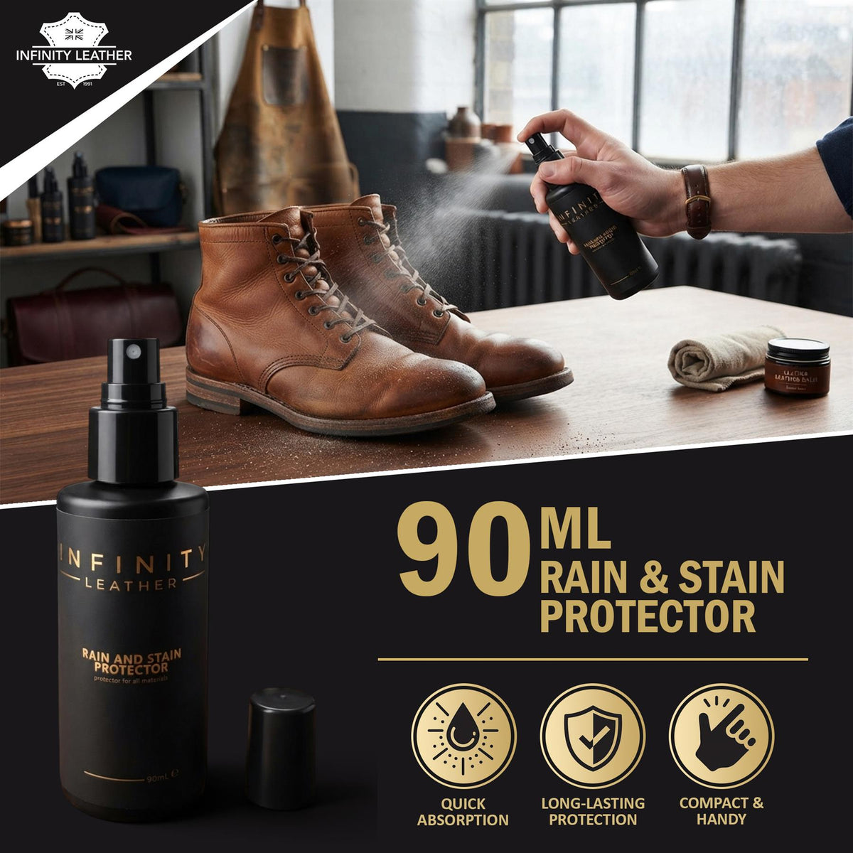 Waterproof Rain &amp; Stain Spray for Leather &amp; Suede Protector