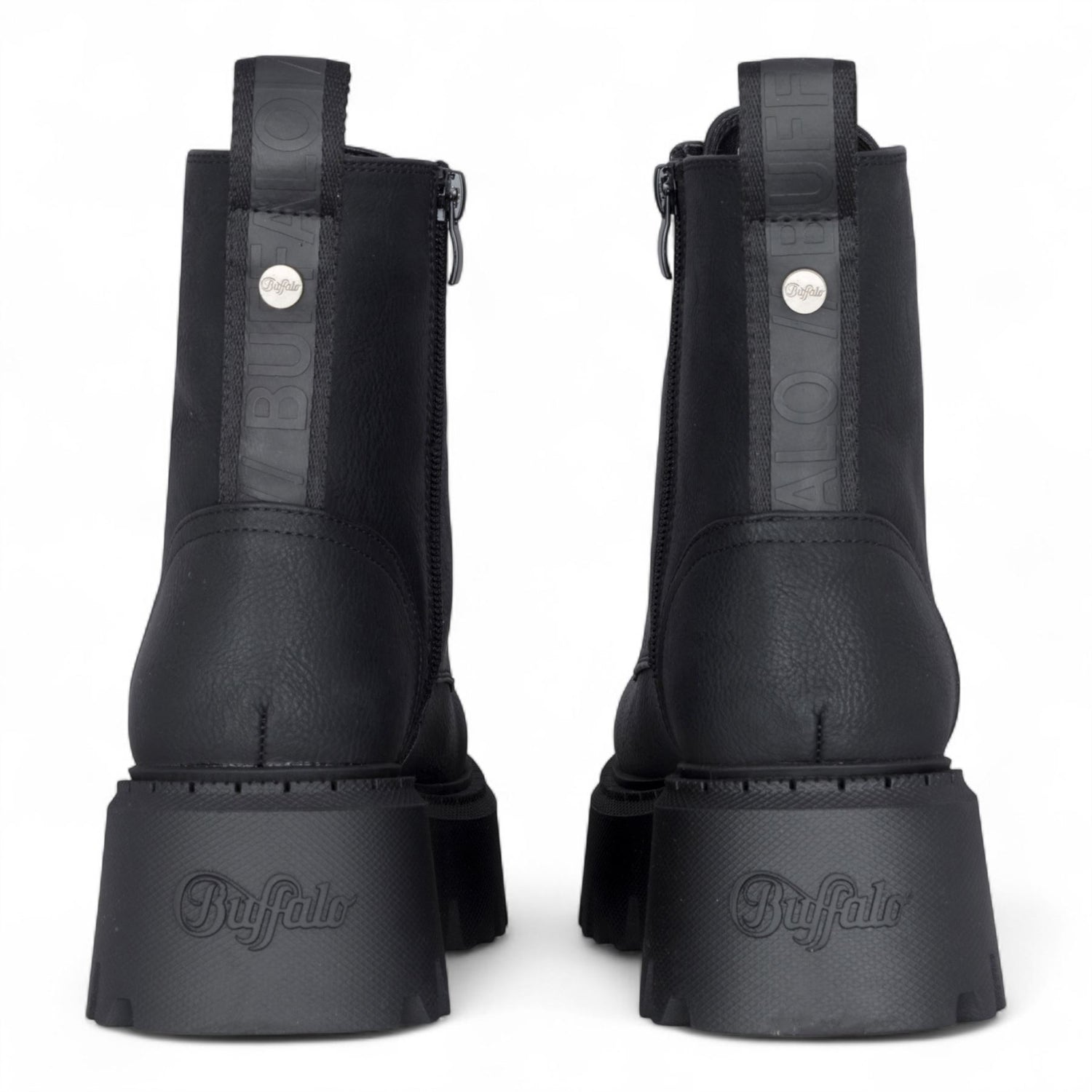 Buffalo Womens Black Chunky Platform Warm High Ankle Combat Boots - ASPEN-LACE-UP