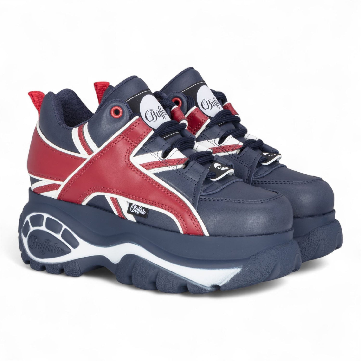 Buffalo Womens Blue Red Chunky Platform Fashion Trainers - 1339-14