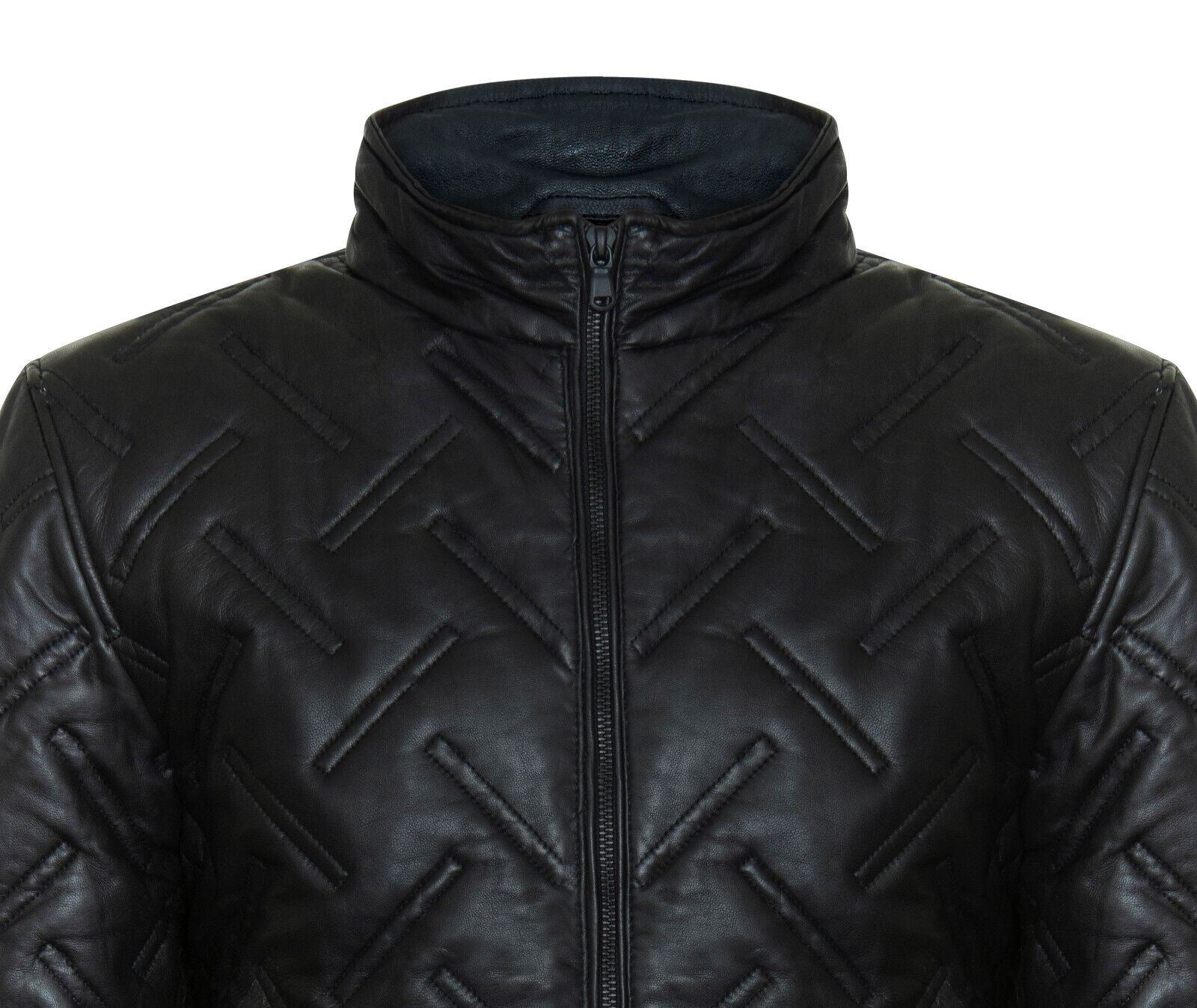 Mens Quilted Leather Bomber Jacket - Taunton