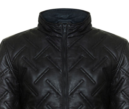 Mens Quilted Leather Bomber Jacket - Taunton