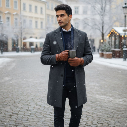 Men’s Italian Leather Warm Wool Lining Winter Gloves - M-LGV-305