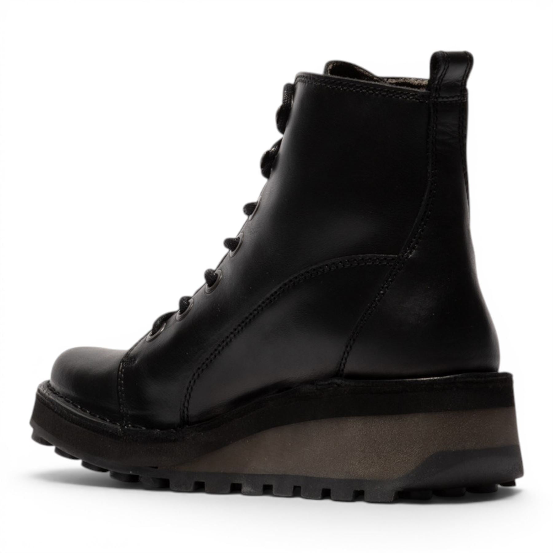 Fly London Womens Black Leather Lace-Up Ankle Boots - HAZI147