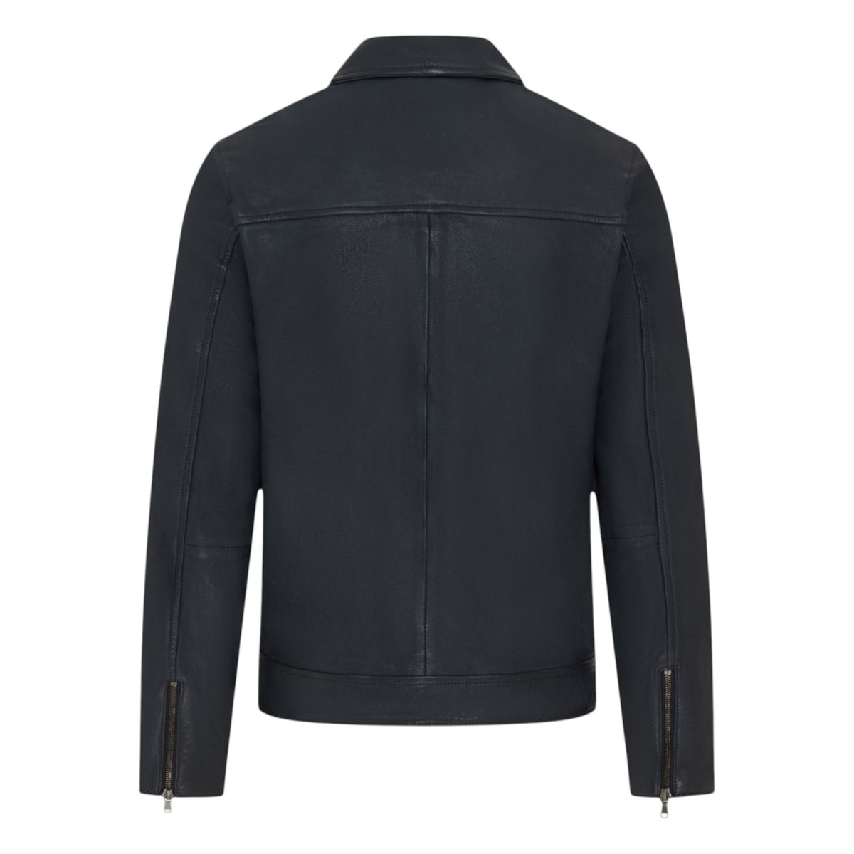 Mens Leather Harrington Collar Biker Jacket - Alpha