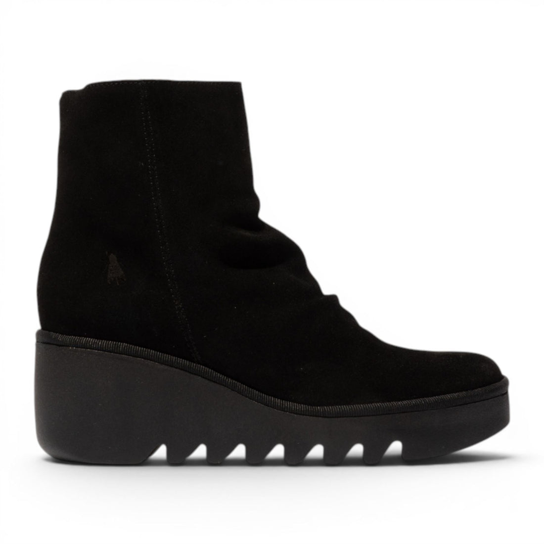 Fly London Women’s Black Suede Leather Wedge Heel Platform Ankle Boots - BAAN538
