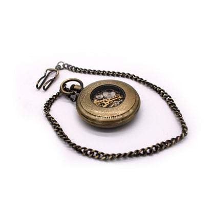 Mechanical Bronze Skeleton Antique Open Face Pocket Watch