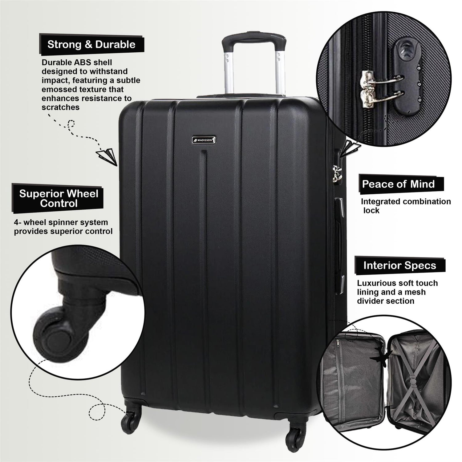 Castleberry Large Hard Shell Suitcase in Black