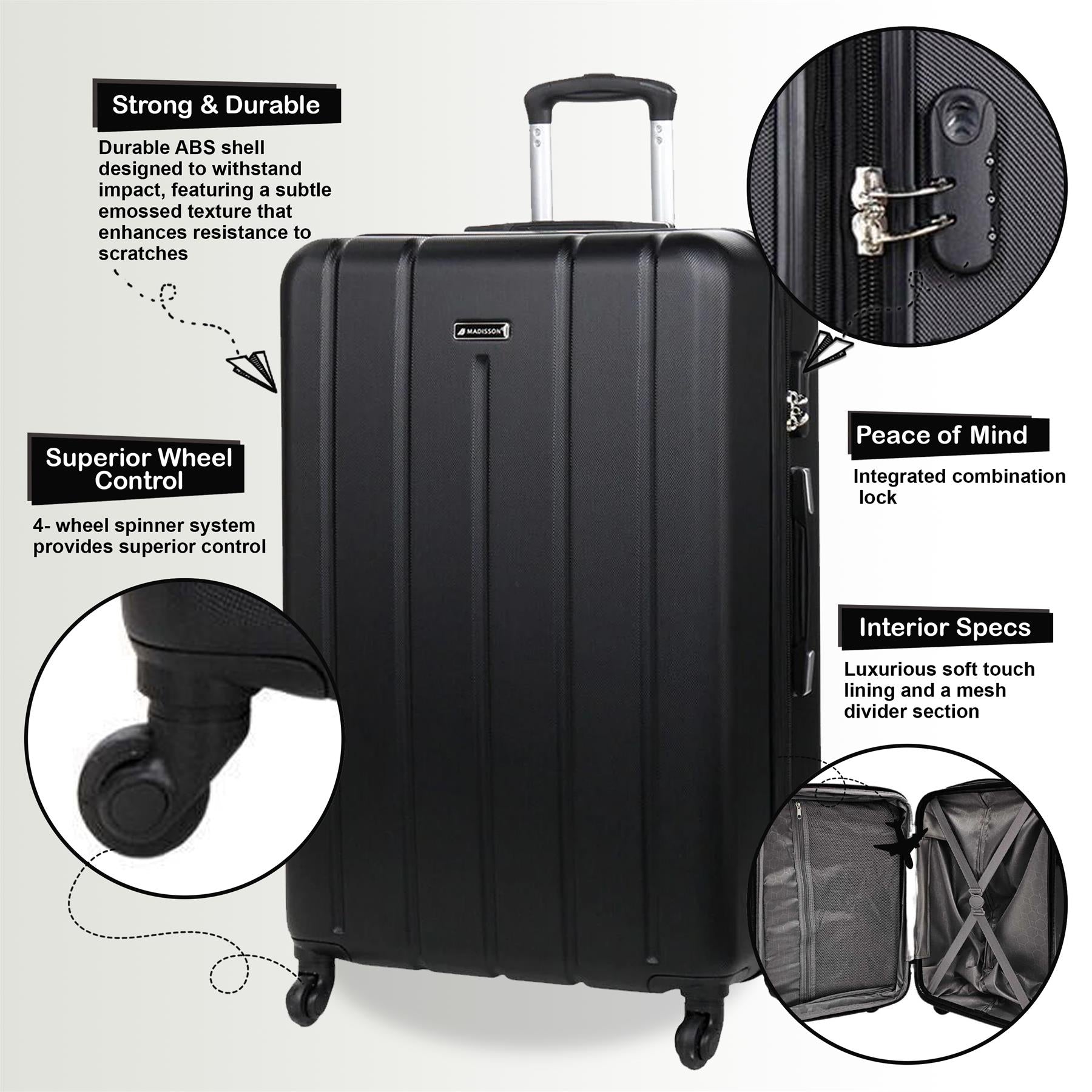 Castleberry Large Hard Shell Suitcase in Black