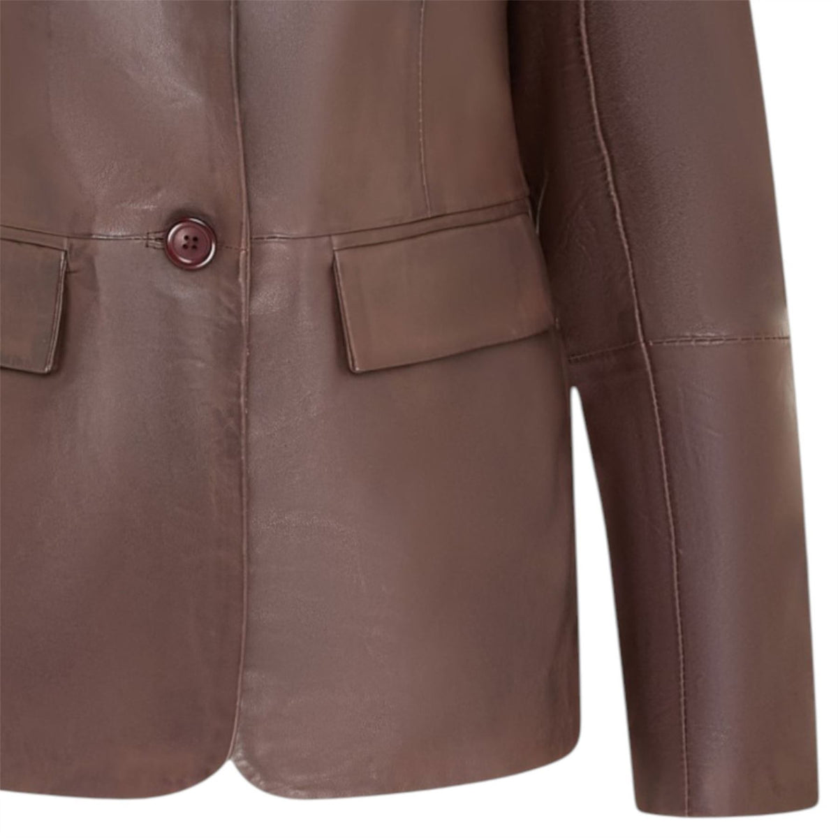 Womens One Button Leather Blazer Jacket-Newhaven