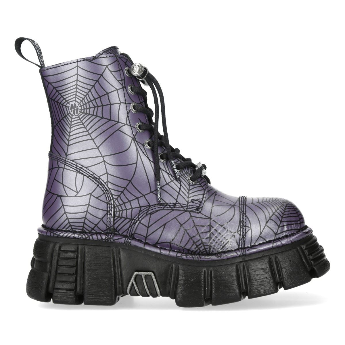 New Rock Purple Leather Gothic Military Biker Boots - MILI083CCT-C122
