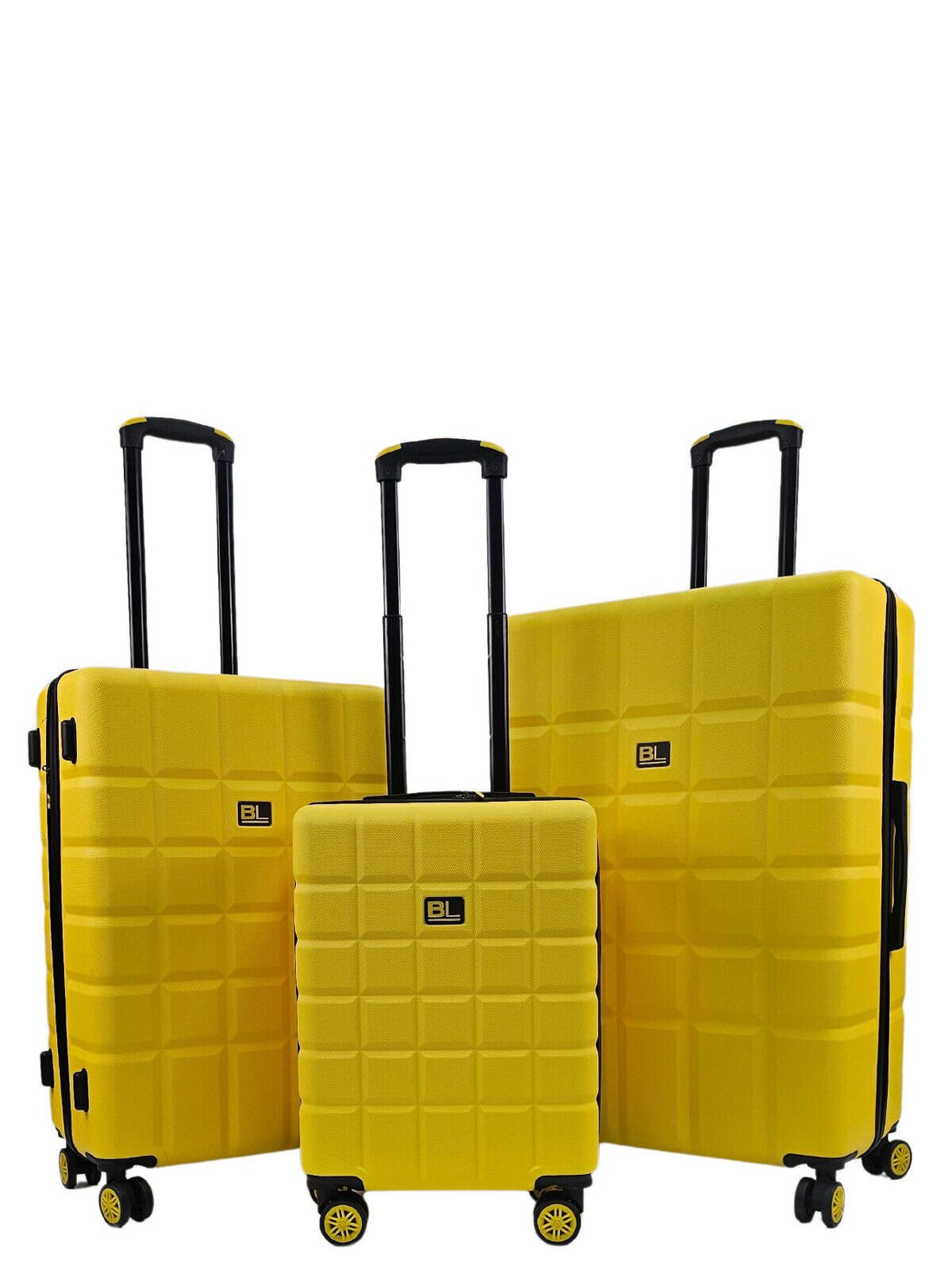 Yellow Hard Shell Classic Suitcase Set 8 Wheel Cabin Luggage Case Travel Bag