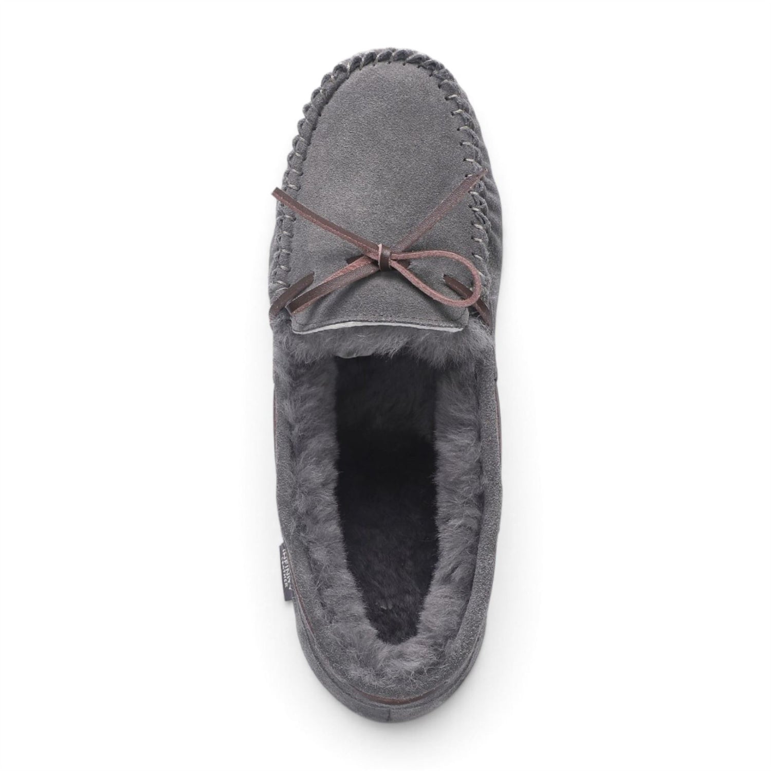 Men’s Grey Genuine Sheepskin Moccasin Winter Slippers - Flint