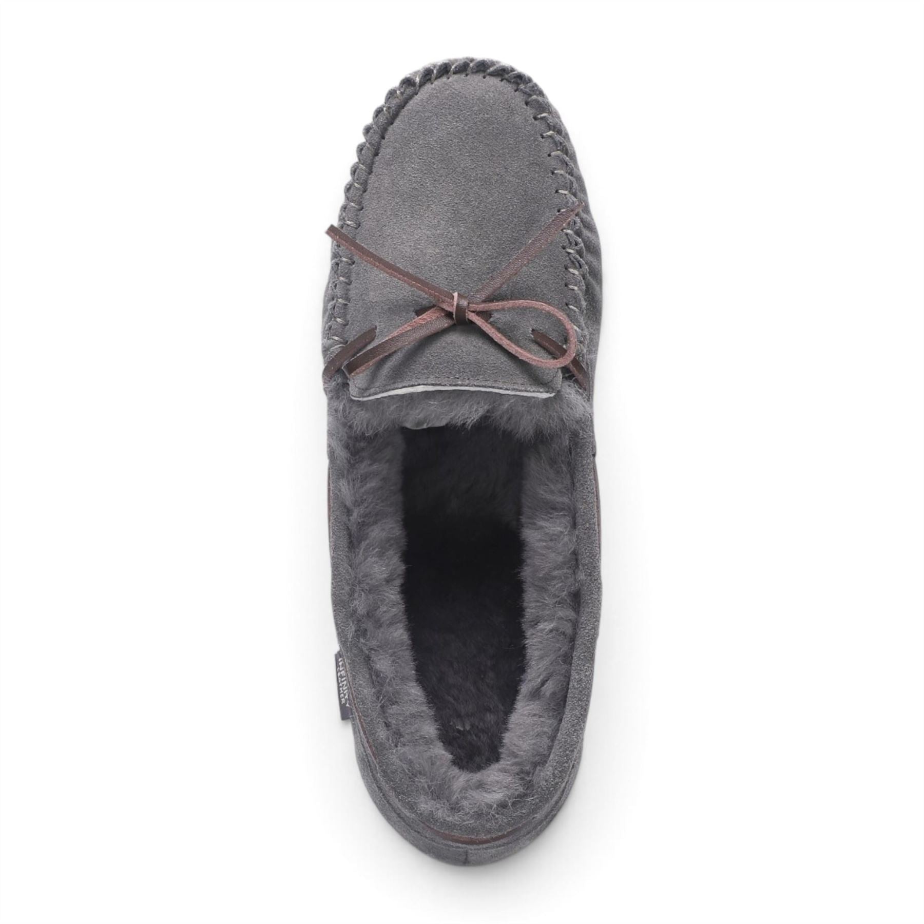 Men’s Grey Genuine Sheepskin Moccasin Winter Slippers - Flint