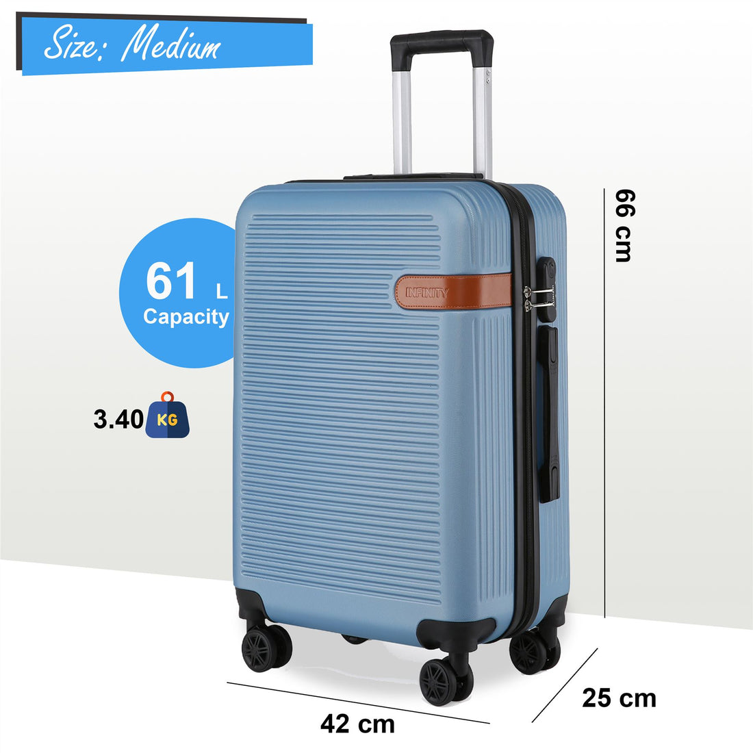 Calgary Medium Hard Shell Suitcase in Blue