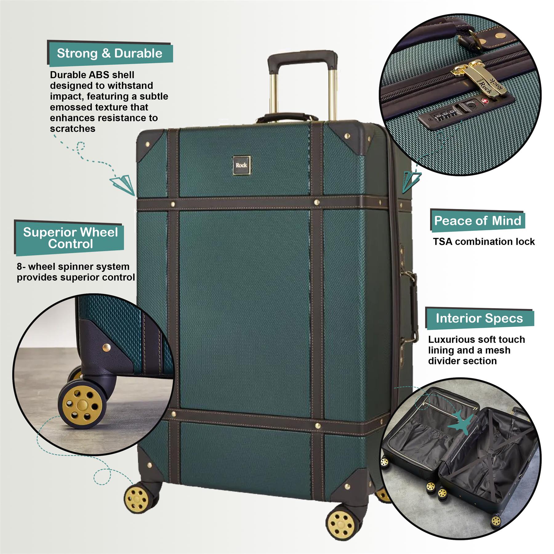 Alexandria Set of 3 Hard Shell Suitcase in Green