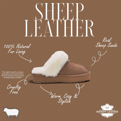 Women’s Genuine Sheepskin Fur Mule Winter Slippers