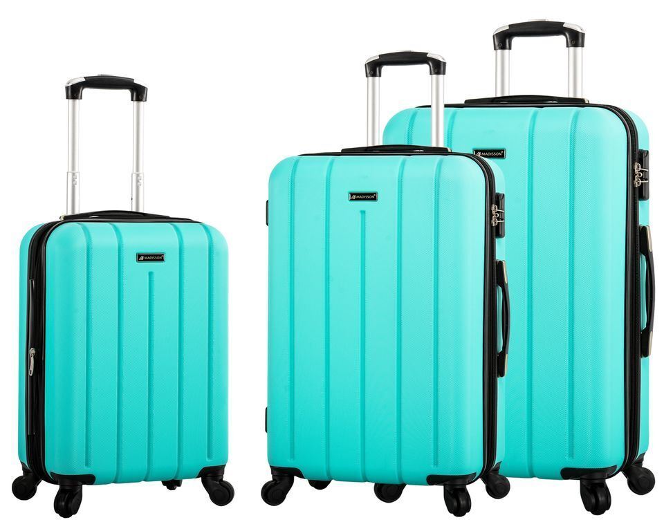 Robust Teal Blue Hard shell Suitcase Set 4 Wheel Lightweight Luggage
