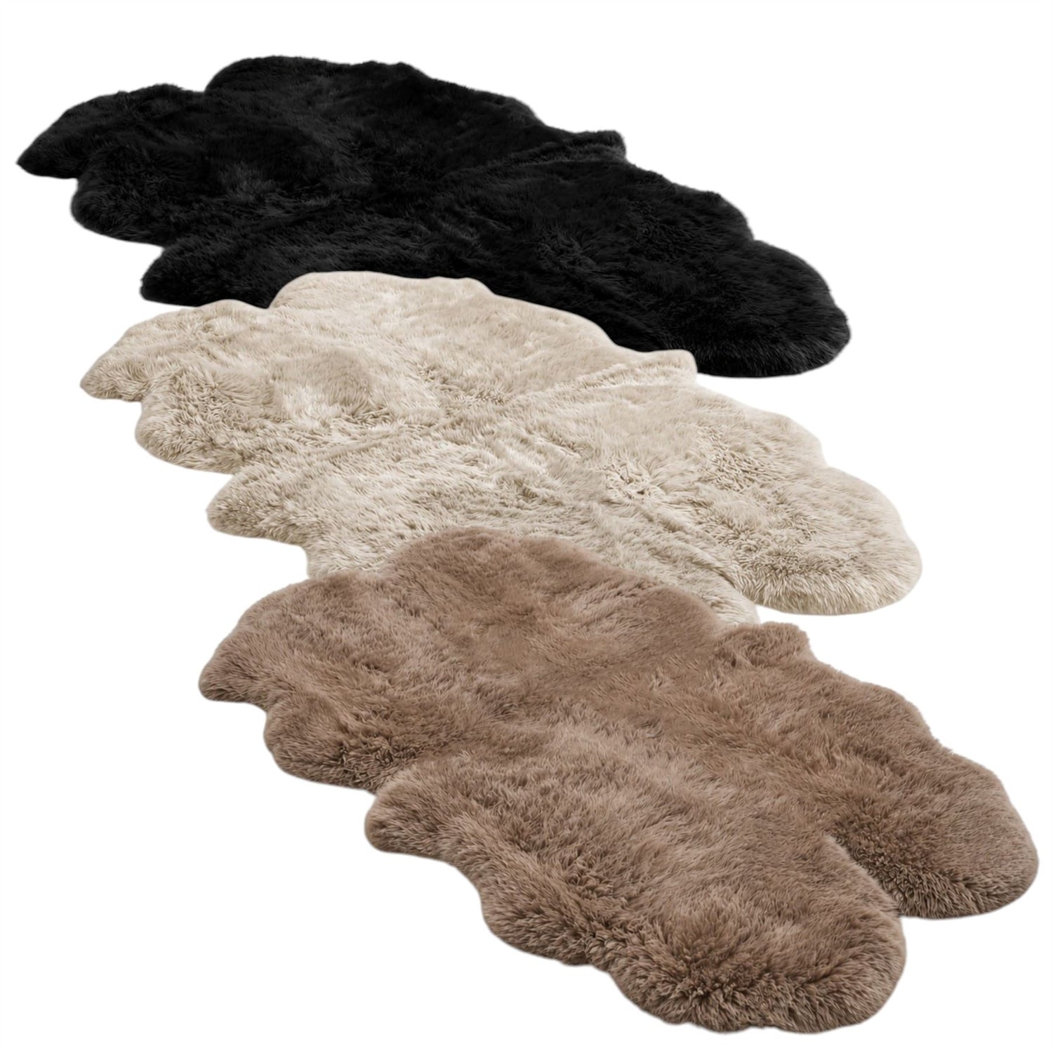 Genuine Sheepskin Quad Natural Fluffy Silky Soft Real Wool Rug