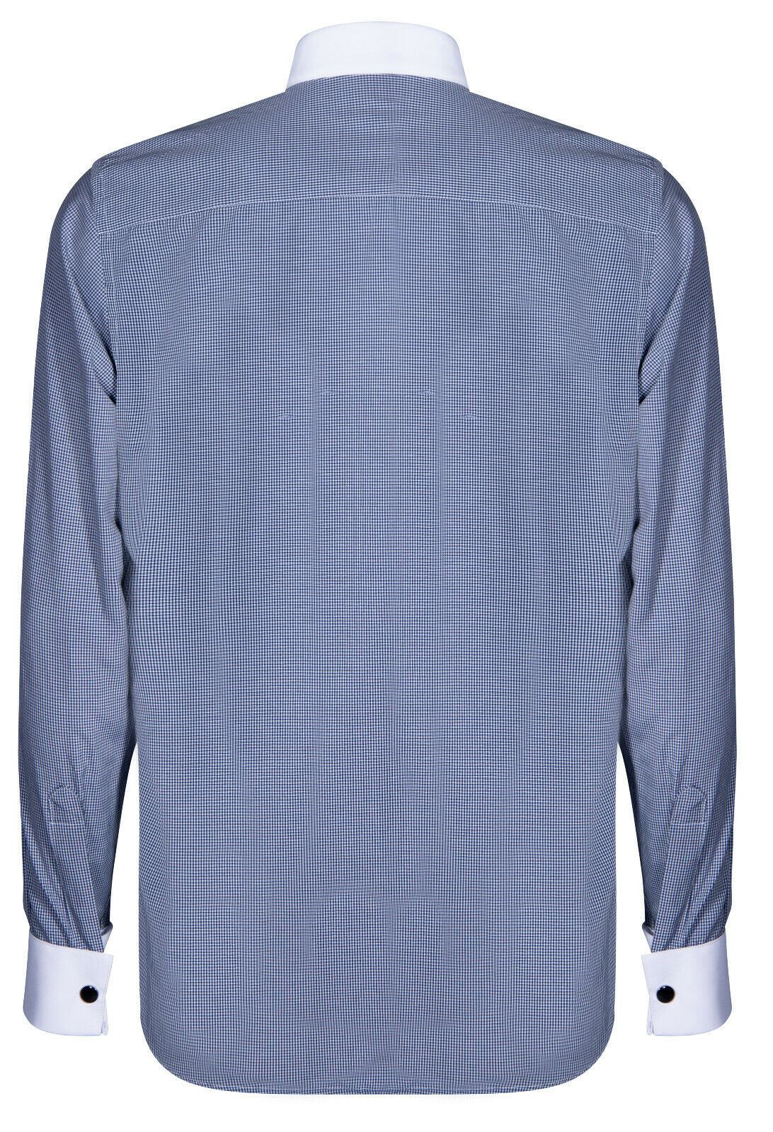 Mens Club Collar Navy Blue Shirt 1920s Peaky Blinders With Bar Poplin Pin Smart - Upperclass Fashions 