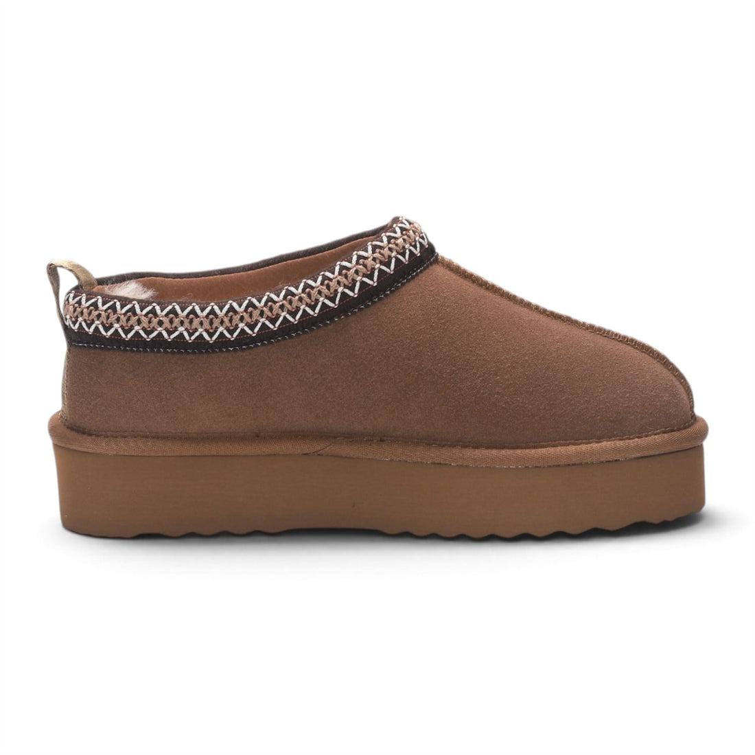Women’s Chestnut Tan Genuine Sheepskin Real Fur Winter Platform Slippers - Polar
