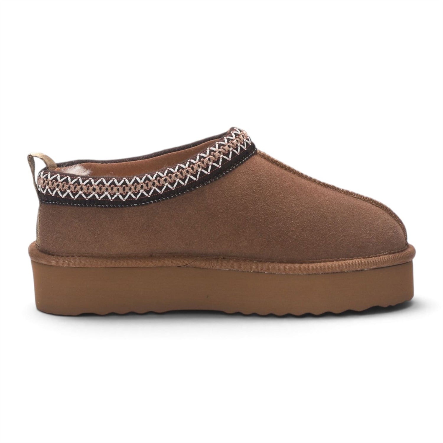 Women’s Chestnut Tan Genuine Sheepskin Real Fur Winter Platform Slippers - Polar