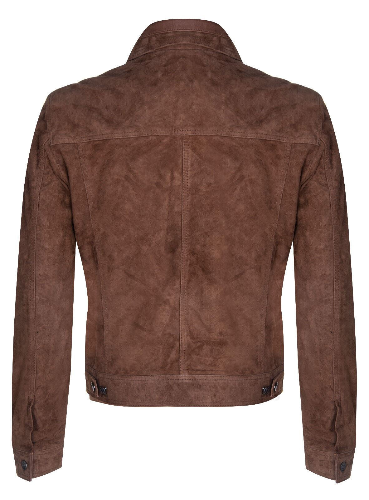 Mens Suede Leather Denim Jeans Jacket-Dover