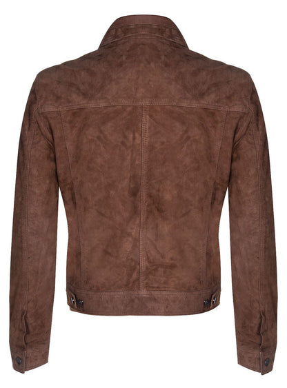 Mens Suede Leather Denim Jeans Jacket-Dover