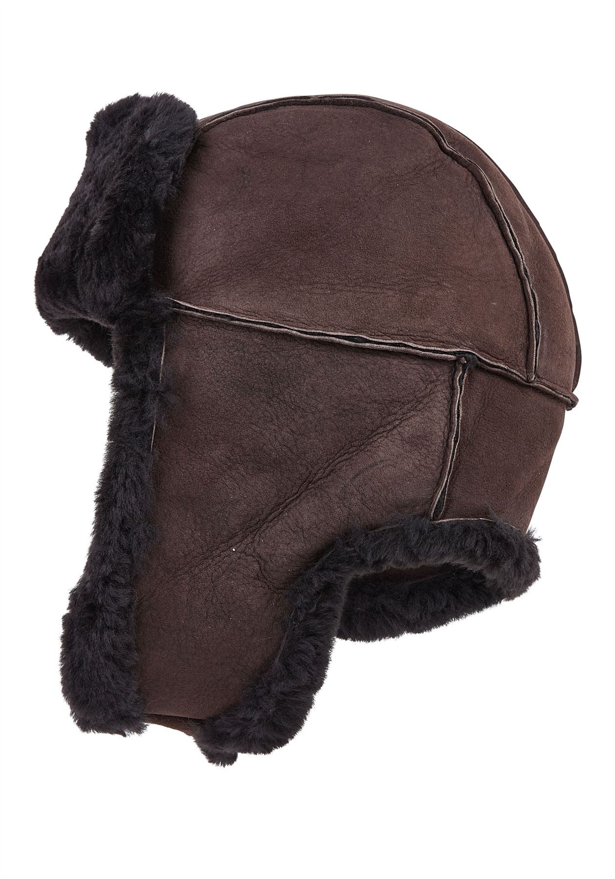 Mens RAF Aviator Suede Sheepskin B-55 Trapper Hat Winter Warm Leather Navigator Hat