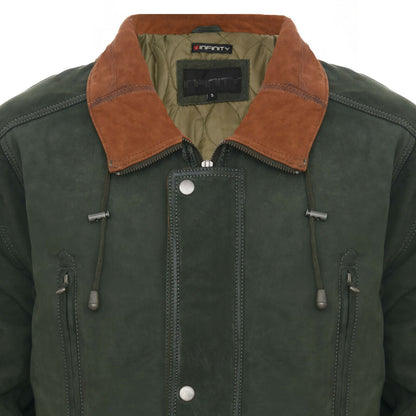 Mens 3/4 Nubuck Leather Parka Coat-Farnham