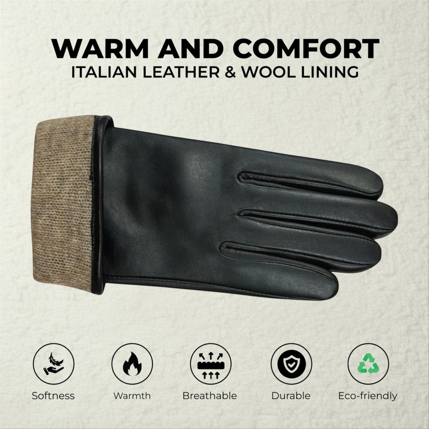 Womens Italian Leather Winter Buckle Soft Wool Lining Gloves - L-GLV-601
