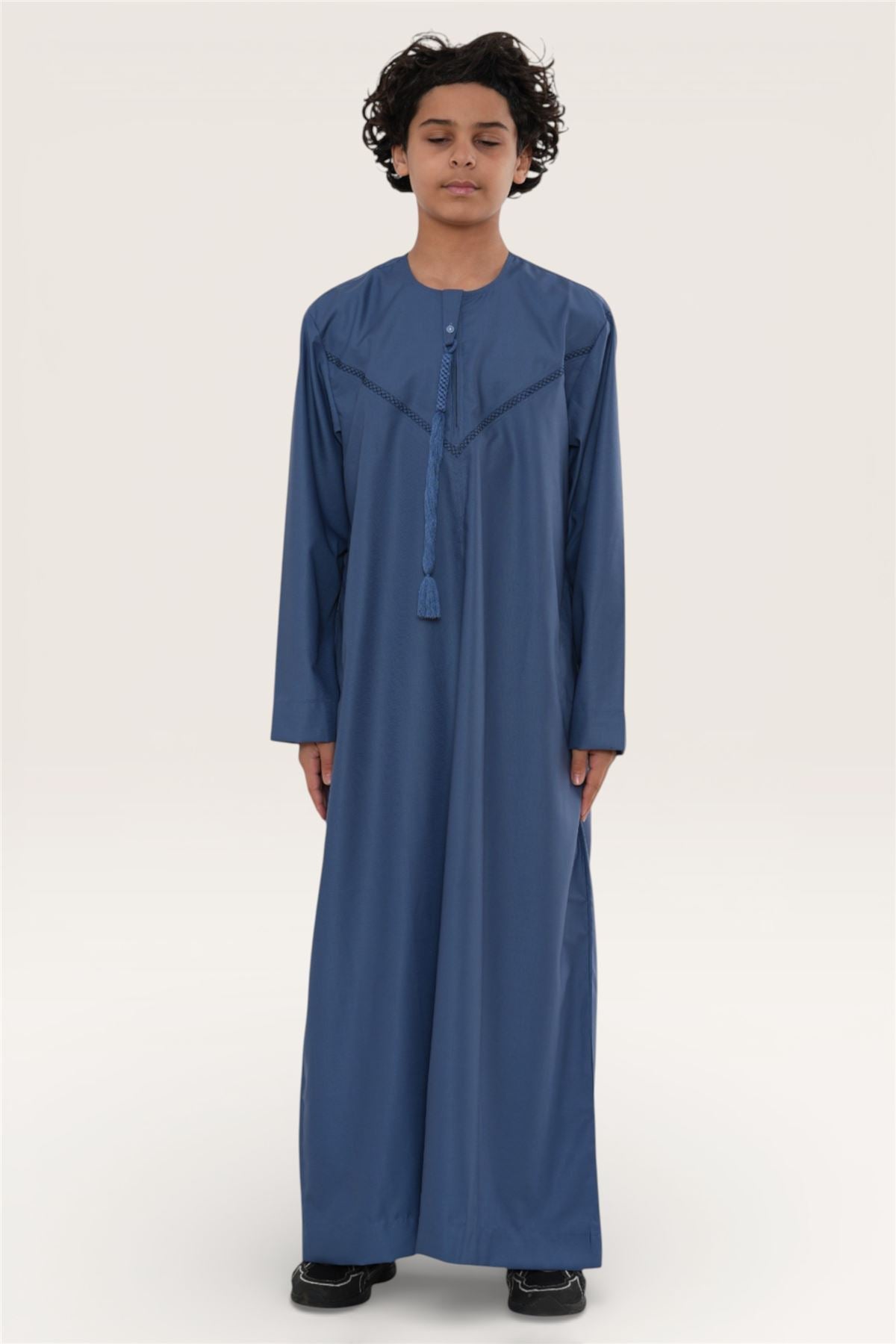 Kids Boys Moroccan Embroidered Djellaba Islamic Jubba Robe Tassel Ramadan Thobe