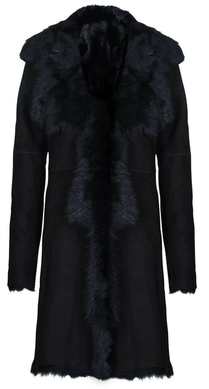 Womens Suede Toscana Sheepskin Trench Coat-Rochester