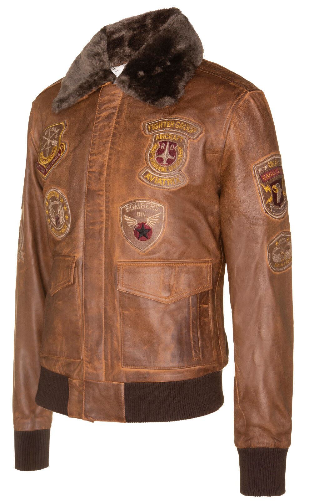 Mens Leather Flying Aviator Bomber Jacket - Crowland