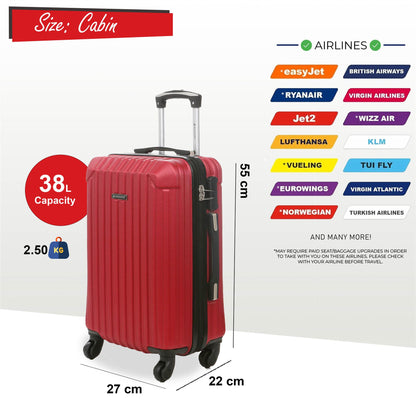 Corowa Cabin Hard Shell Suitcase in Red