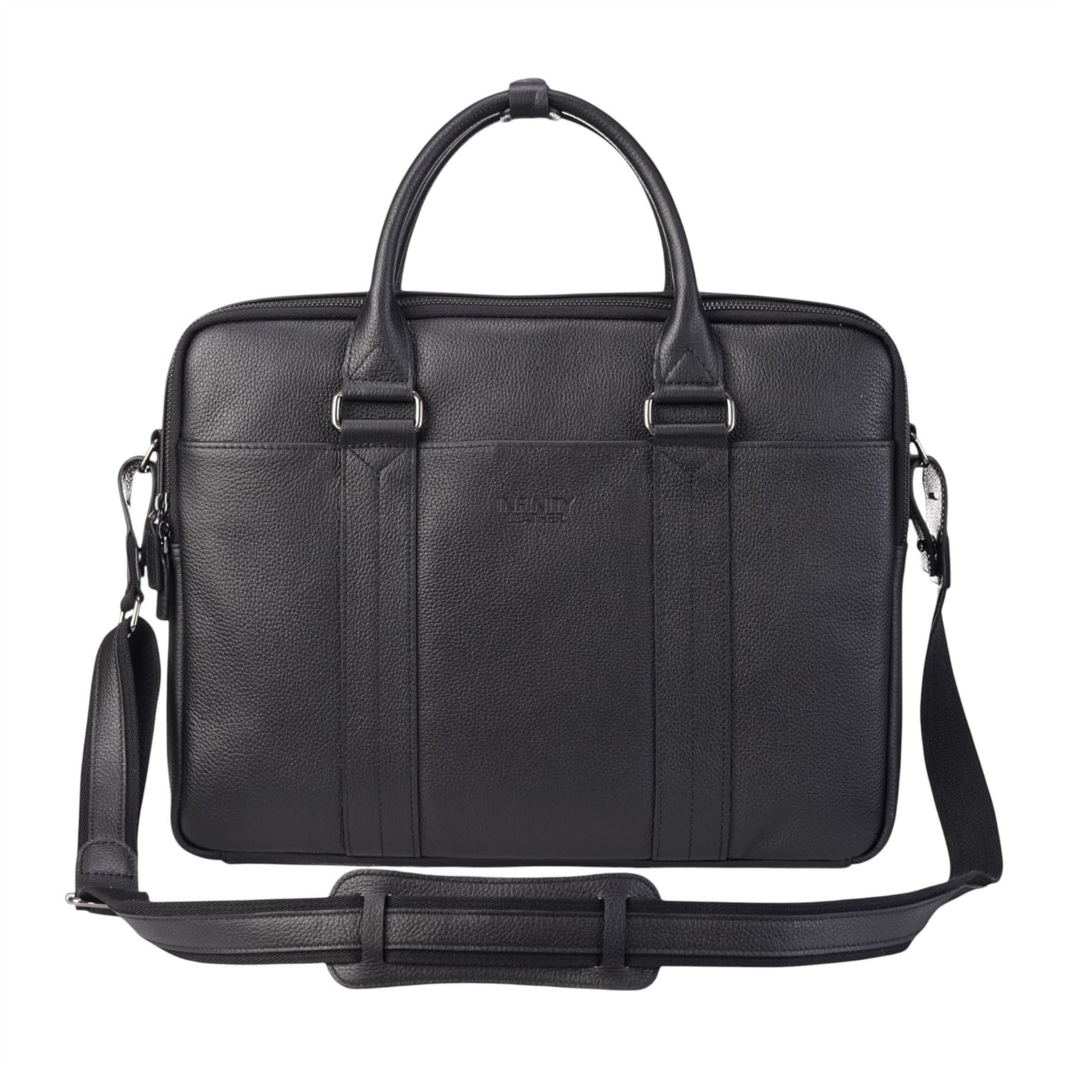 Genuine Leather Black Laptop Business Briefcase Office Work Travel Bag - Sutton