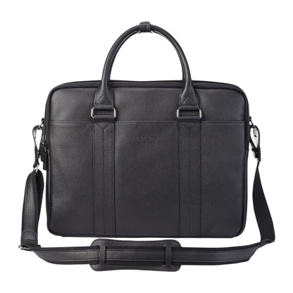 Genuine Leather Black Laptop Business Briefcase Office Work Travel Bag - Sutton