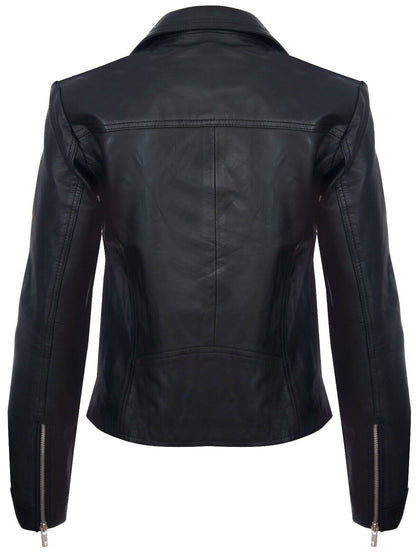 Womens Classic  Leather Shawl Wrap Biker Jacket - Morpeth
