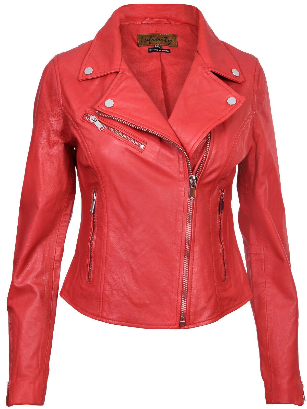 Womens Classic Leather Brando Biker Jacket-Loughton