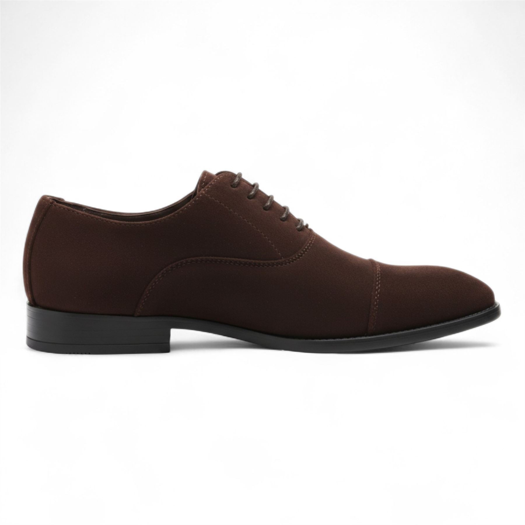Men’s Brown Faux Suede Leather Lace-Up Derby Oxford Shoes