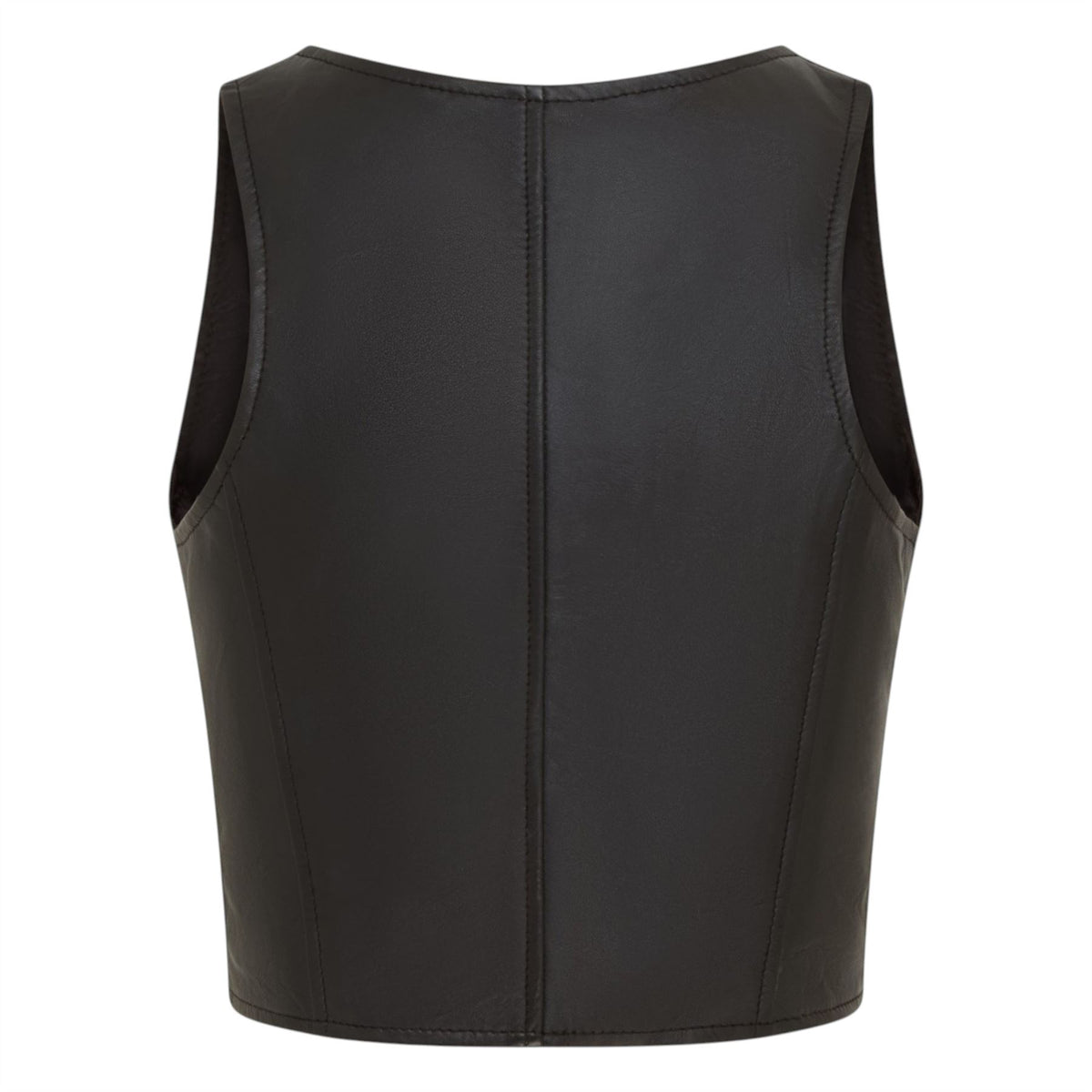 Womens Red Leather Waistcoat Biker Vest - MAM-WC
