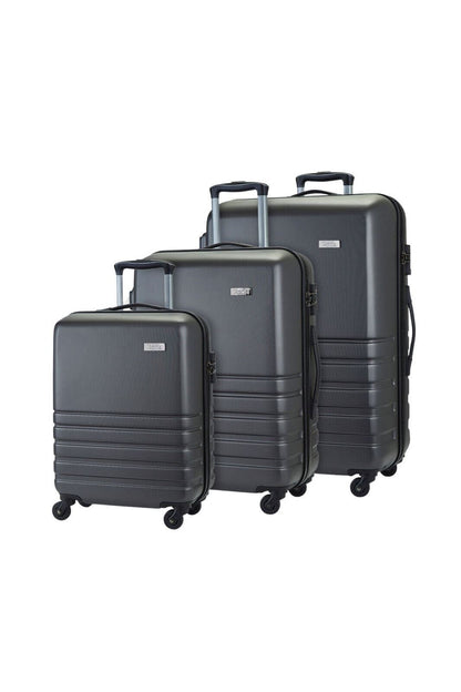 Hard Shell Charcoal Suitcase Set 4 Wheel Cabin Luggage Trolley Travel Bag