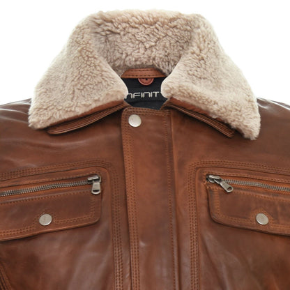 Mens Trucker Style Leather Jacket-Daventry