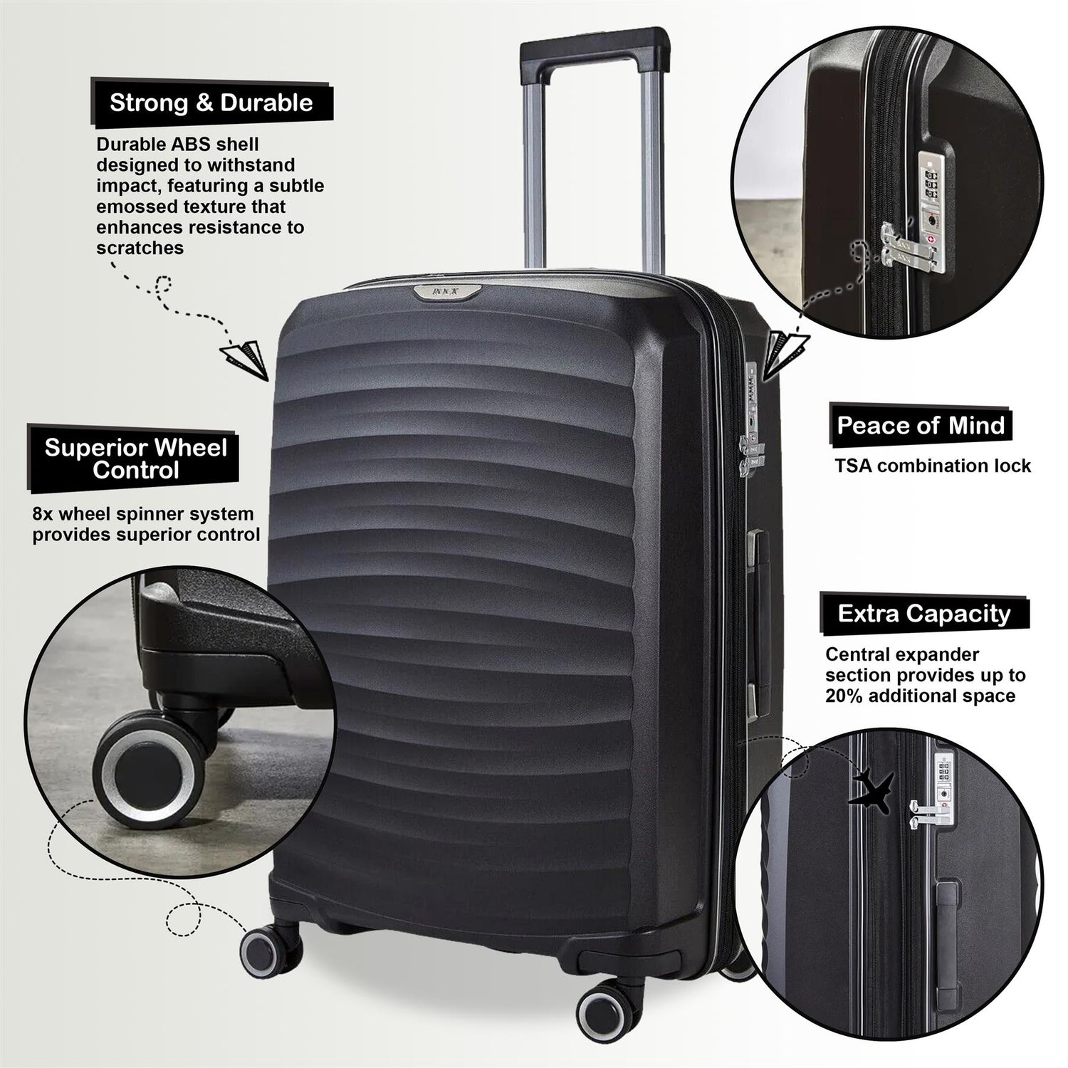 Altoona Large Hard Shell Suitcase in Black