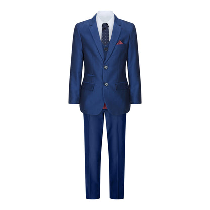 Boys 3 Piece Shiny Royal Blue Classic Suit