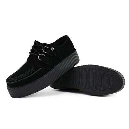 TUK Viva High Creeper Black Suede Platform Lace-Up Goth Shoes - AV7757