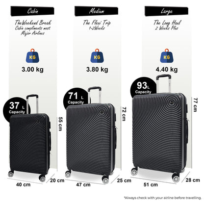 Brookside Set of 3 Hard Shell Suitcase in Black