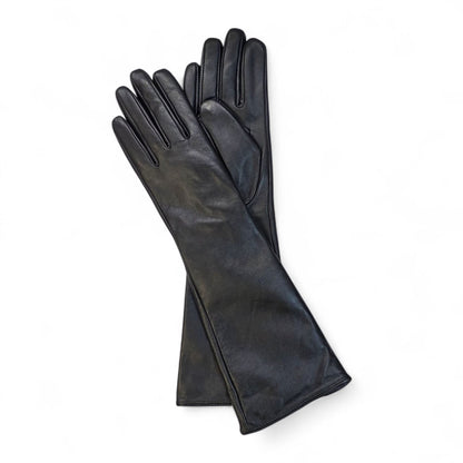 Womens Long Italian Leather Winter Soft Wool Lining Gloves